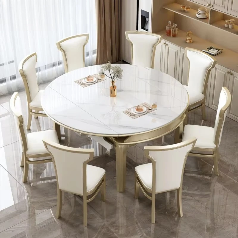 Light Luxury Home Restaurant Furniture Wholesale Price Sintered Stone Top Extendable Modern Round Dinning Table with Chairs
Light Luxury Home Restaurant Furniture Wholesale Price Sintered Stone Top Extendable Modern Round Dinning Table with Chairs