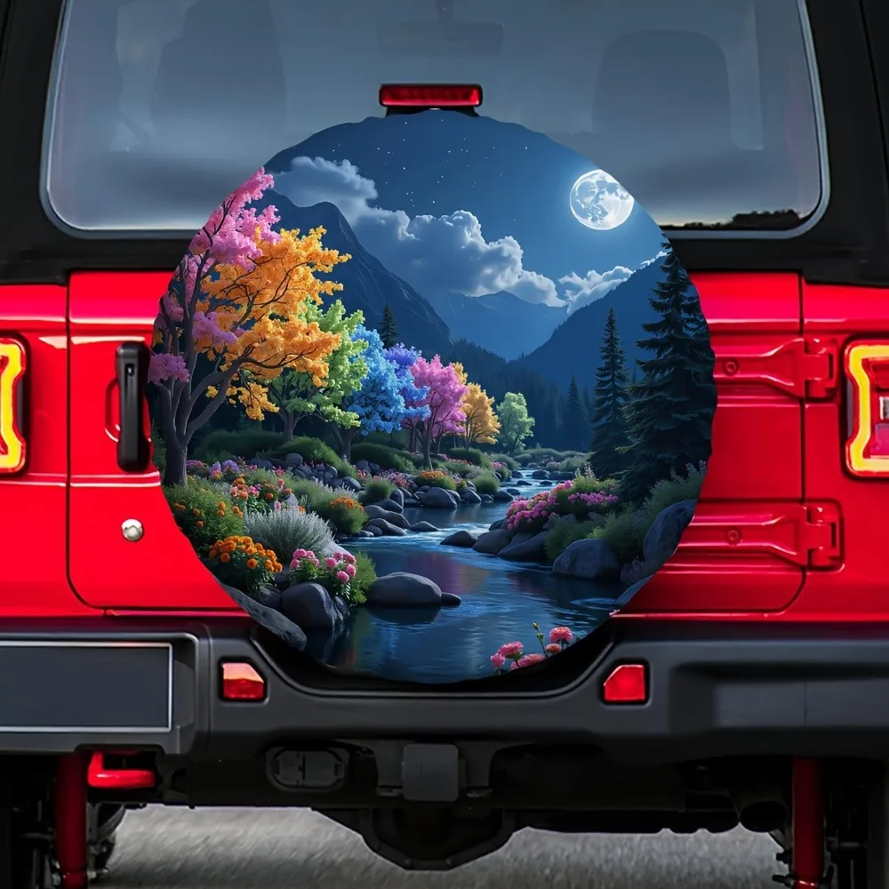 Moonlit Forest River Spare Tire Cover Weatherresistant Polyester Automotive Shield Decor
Moonlit Forest River Spare Tire Cover Weatherresistant Polyester Automotive Shield Decor