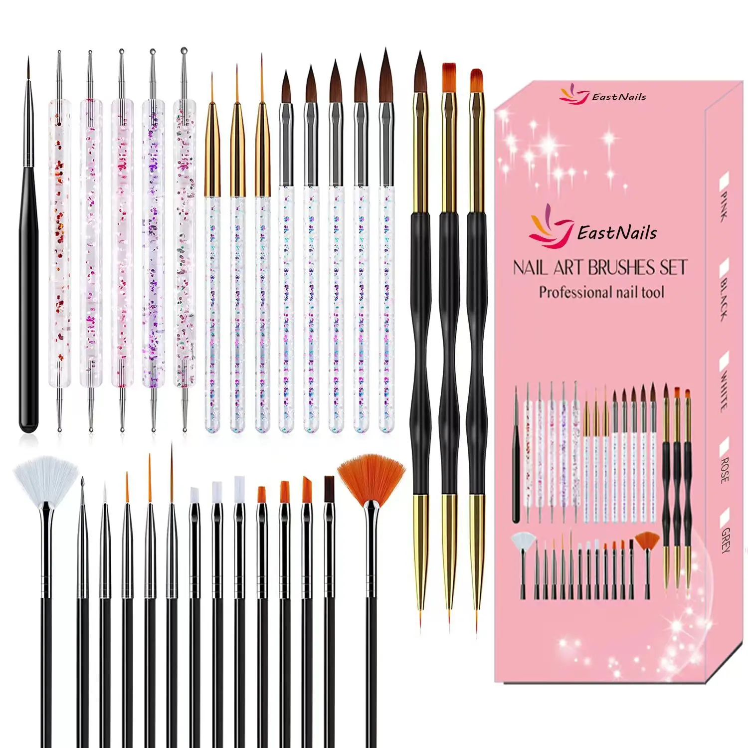 31-Piece UV Gel Nail Brush Set, UV Gel Nail Brushes, Including Dotting Brushes, Carving, Painting, and Gradient Brushes
31-Piece UV Gel Nail Brush Set, UV Gel Nail Brushes, Including Dotting Brushes, Carving, Painting, and Gradient Brushes