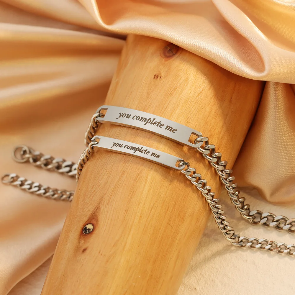 Trendy Personalized Couple Name Bracelet for Him Her Custom Stainless Steel ID Lover Text Chain Bracelet Valentine's Day Gift
Trendy Personalized Couple Name Bracelet for Him Her Custom Stainless Steel ID Lover Text Chain Bracelet Valentine's Day Gift