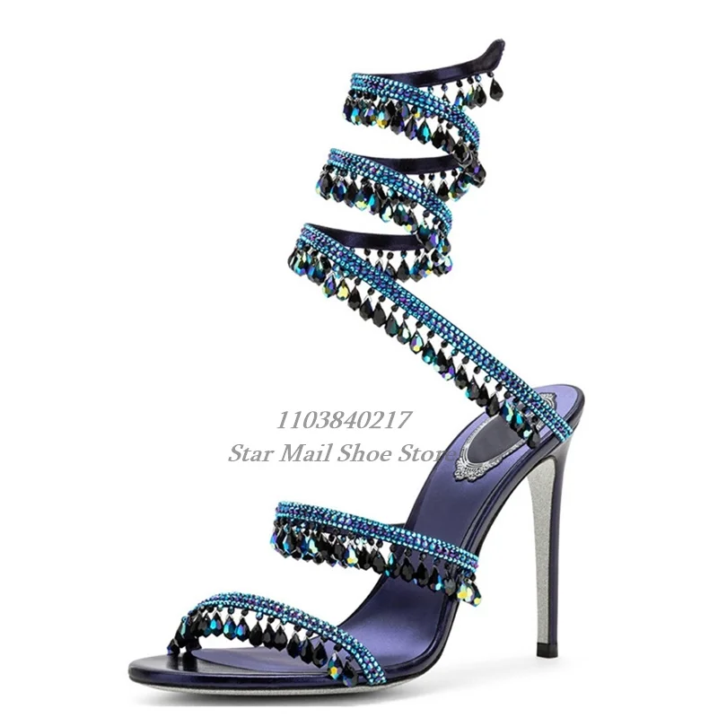 Luxurious Crystal Pendant Sandals 10 Cm Super High Heel Double Strap High Heels Designer Evening Ankle Wrap Straps Slip On Shoes
Luxurious Crystal Pendant Sandals 10 Cm Super High Heel Double Strap High Heels Designer Evening Ankle Wrap Straps Slip On Shoes