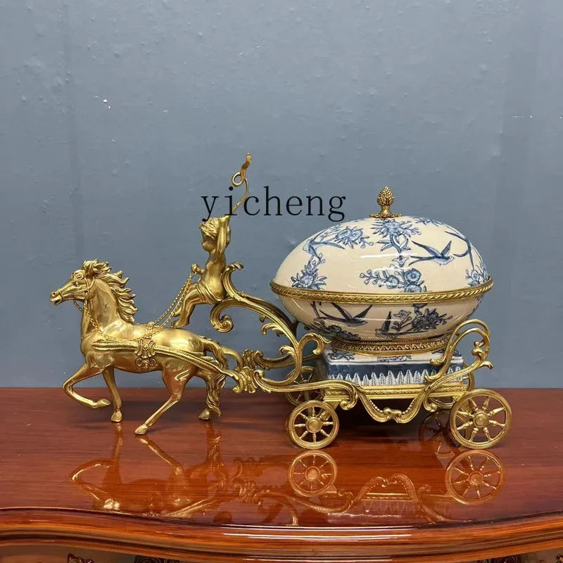 HP6.8 ceramic with copper creative horse-drawn cart ornament living room entrance fireplace wine cabinet
HP6.8 ceramic with copper creative horse-drawn cart ornament living room entrance fireplace wine cabinet