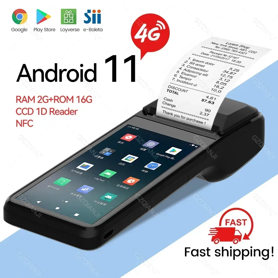 US.EU 4G Android 11 POS PDA Terminal 1D CCD Scanner Reader built-in Thermal Receipt BT Bill Printer Handheld Wifi NFC PDA
US.EU 4G Android 11 POS PDA Terminal 1D CCD Scanner Reader built-in Thermal Receipt BT Bill Printer Handheld Wifi NFC PDA