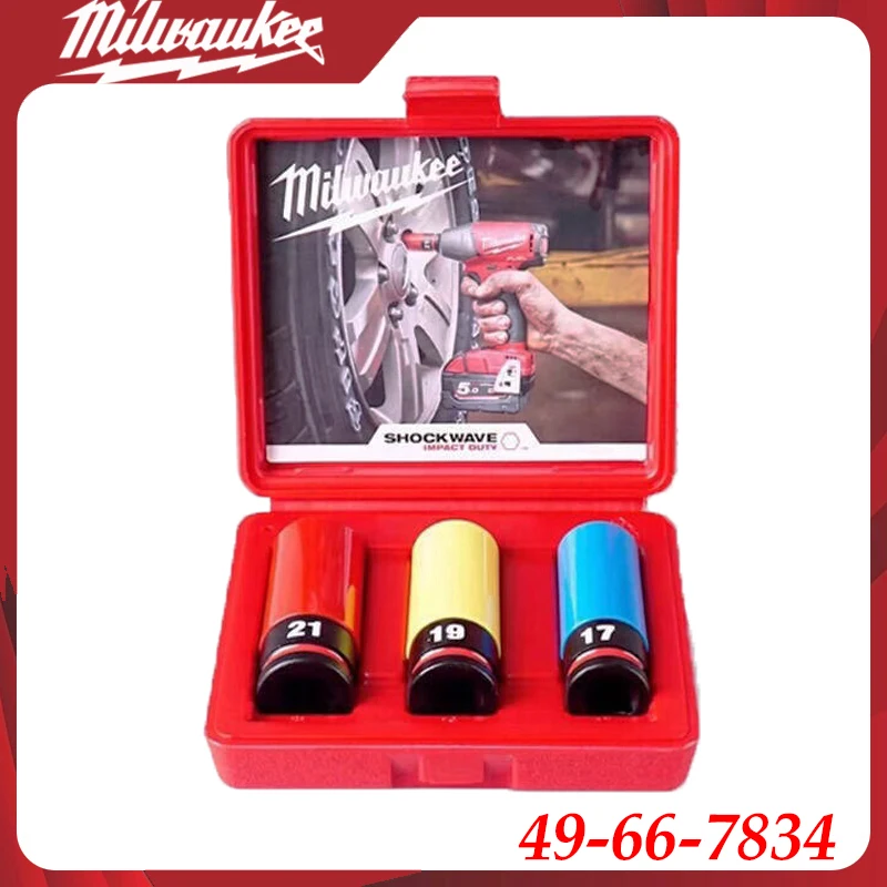 Milwaukee 49-66-7834 Shockwave 3pcs Wheel Nut Impact Socket Set, Color-Coded 17/19/21mm for Auto Repair
Milwaukee 49-66-7834 Shockwave 3pcs Wheel Nut Impact Socket Set, Color-Coded 17/19/21mm for Auto Repair
