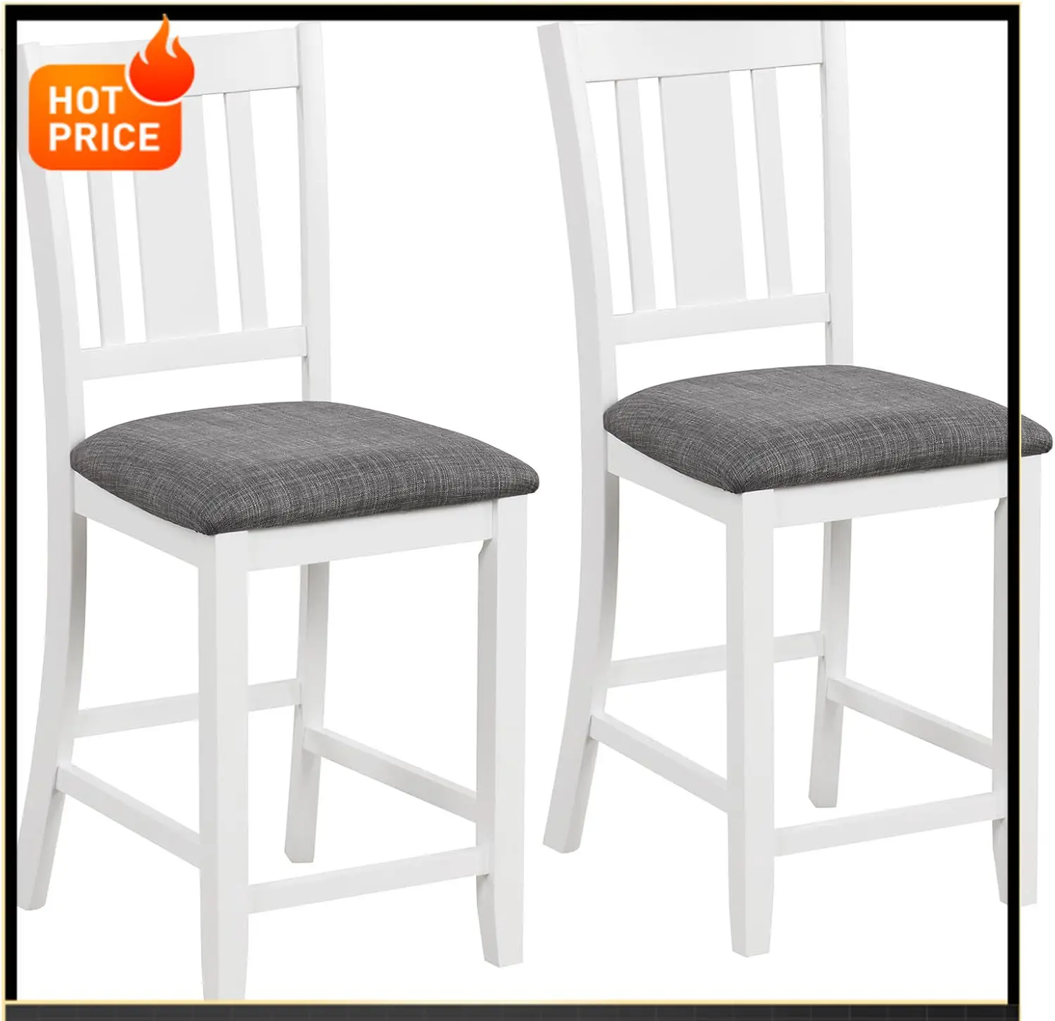 Бестселлер: Комплект из 2 деревянных барных стульев, 24 дюйма, современные стулья для барной стойки с подставкой для ног, эргономичной решетчатой спинкой, льняная обивка
Бестселлер: Комплект из 2 деревянных барных стульев, 24 дюйма, современные стулья для барной стойки с подставкой для ног, эргономичной решетчатой спинкой, льняная обивка