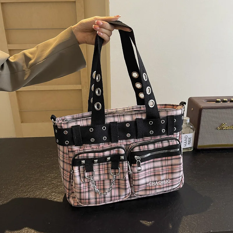 MBTI Pink Womens Tote Bag Aesthetic Plaid Vintage Y2k Punk Canvas Shoulder Bag Large Capacity Fashion Casual Female New Handbag
MBTI Pink Womens Tote Bag Aesthetic Plaid Vintage Y2k Punk Canvas Shoulder Bag Large Capacity Fashion Casual Female New Handbag