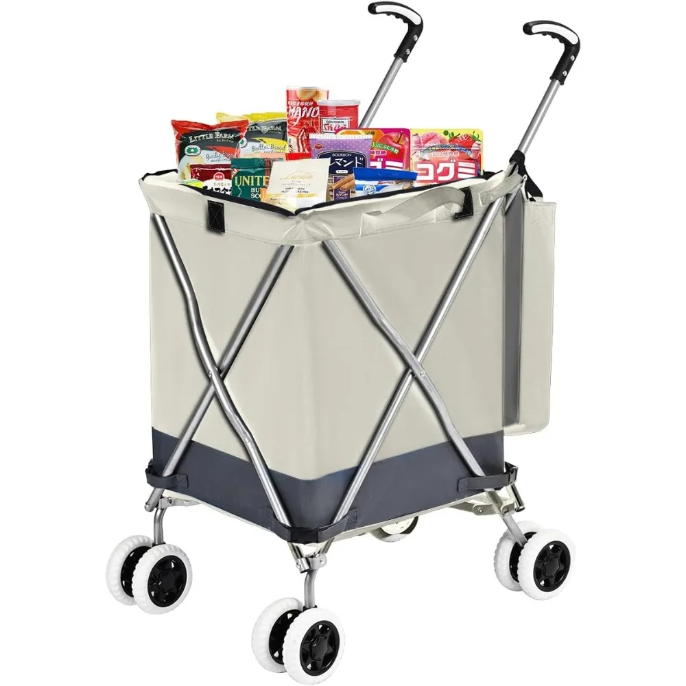 Folding Grocery Shopping Cart with 360° Double Front Swivel Wheels Waterproof Removable Oxford Cloth Liner Heavy Duty Canvas wit
Folding Grocery Shopping Cart with 360° Double Front Swivel Wheels Waterproof Removable Oxford Cloth Liner Heavy Duty Canvas wit