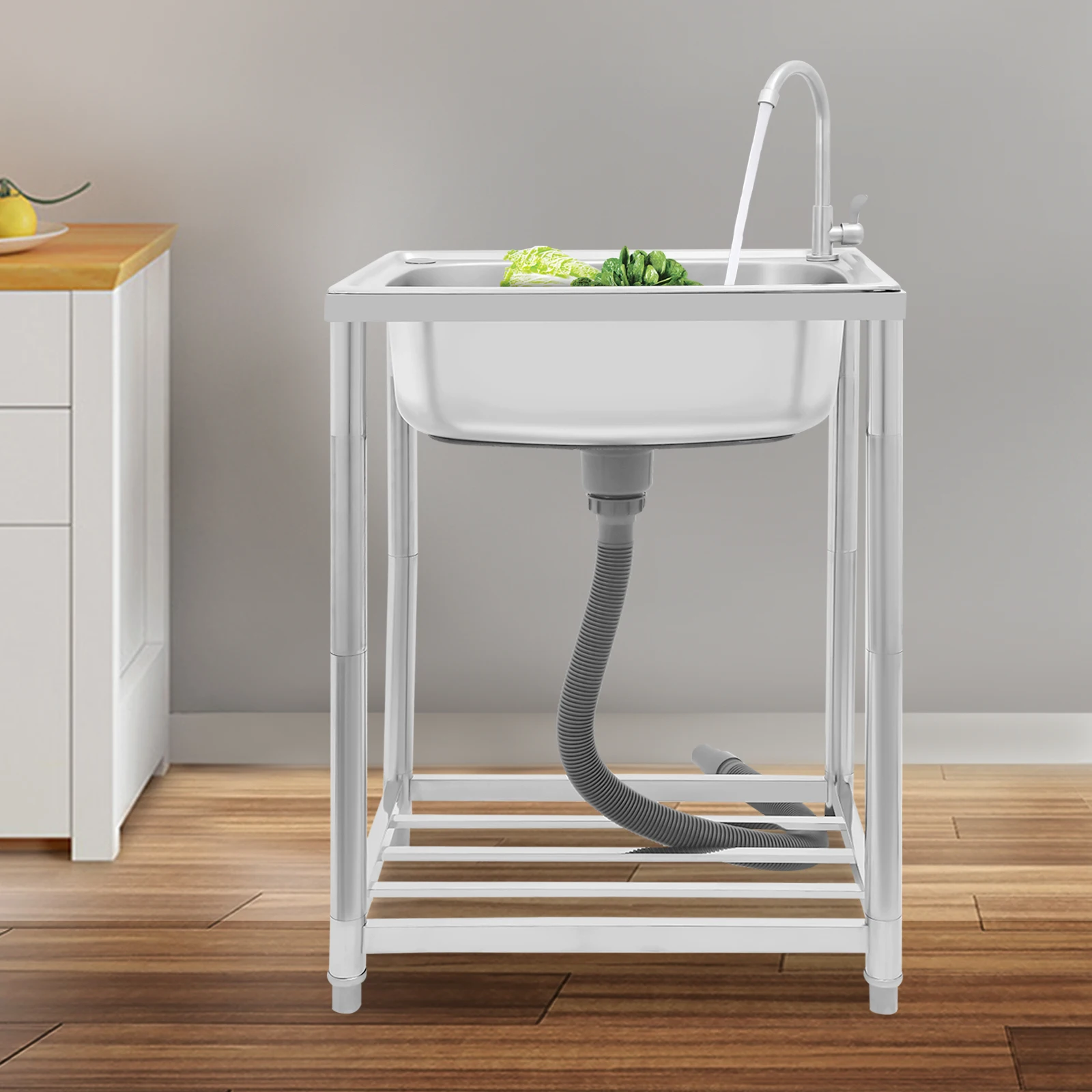 Free Standing Sink, 60cm Stainless Steel Single Basin Kitchen Sink, Easy to Install Sink for Restaurant Home and Laundry Room
Free Standing Sink, 60cm Stainless Steel Single Basin Kitchen Sink, Easy to Install Sink for Restaurant Home and Laundry Room