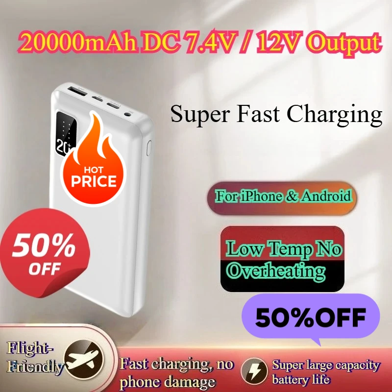 20000mAh Large Capacity Power Bank DC 7.4V 12V Fast Charging Portable Mobile Power Supply for Heated Vest Cooling Fan Clothes
20000mAh Large Capacity Power Bank DC 7.4V 12V Fast Charging Portable Mobile Power Supply for Heated Vest Cooling Fan Clothes