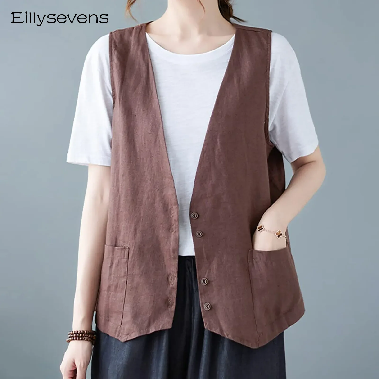 Cotton Linen Summer Vest For Women V-neck Sleeveless Vest Women's New Korean Style Fashionable Elegant Casual Vest Top
Cotton Linen Summer Vest For Women V-neck Sleeveless Vest Women's New Korean Style Fashionable Elegant Casual Vest Top