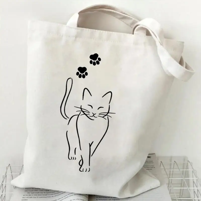 Cute Cat Canvas Tote Bag for Women Minimalist Line Art Cat Paw Reusable Shoulder Bag Cute Cat Gifts for Cat Lovers Aesthetic
Cute Cat Canvas Tote Bag for Women Minimalist Line Art Cat Paw Reusable Shoulder Bag Cute Cat Gifts for Cat Lovers Aesthetic