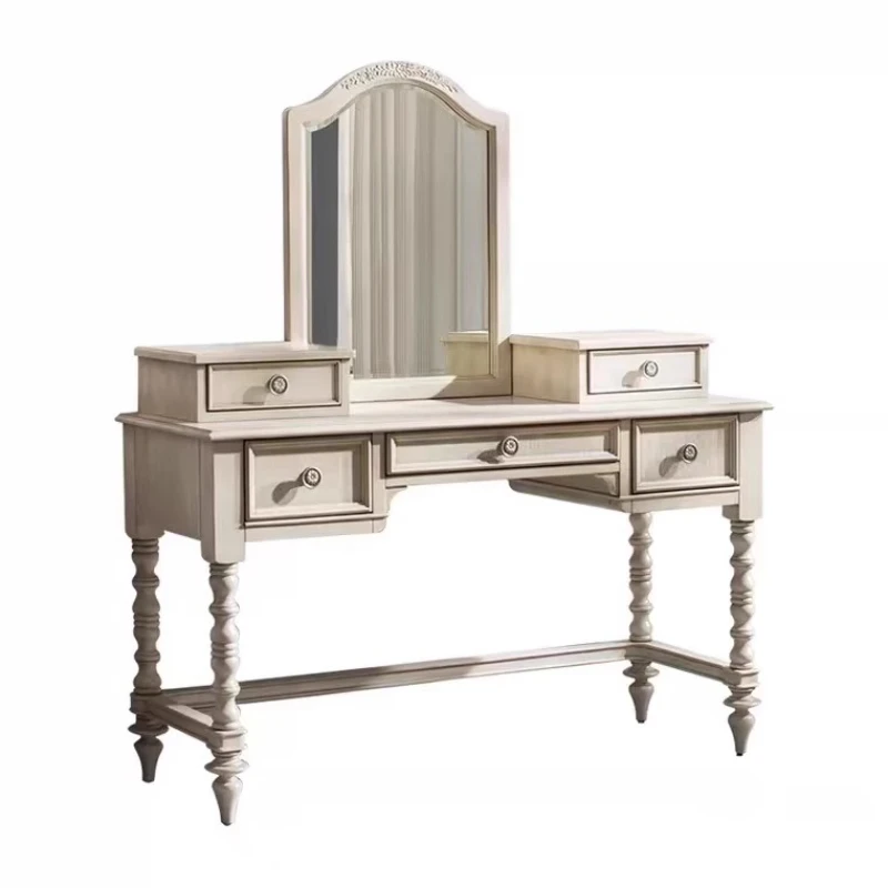 American solid wood retro white high-end dressing table carved dressing table log furniture
American solid wood retro white high-end dressing table carved dressing table log furniture