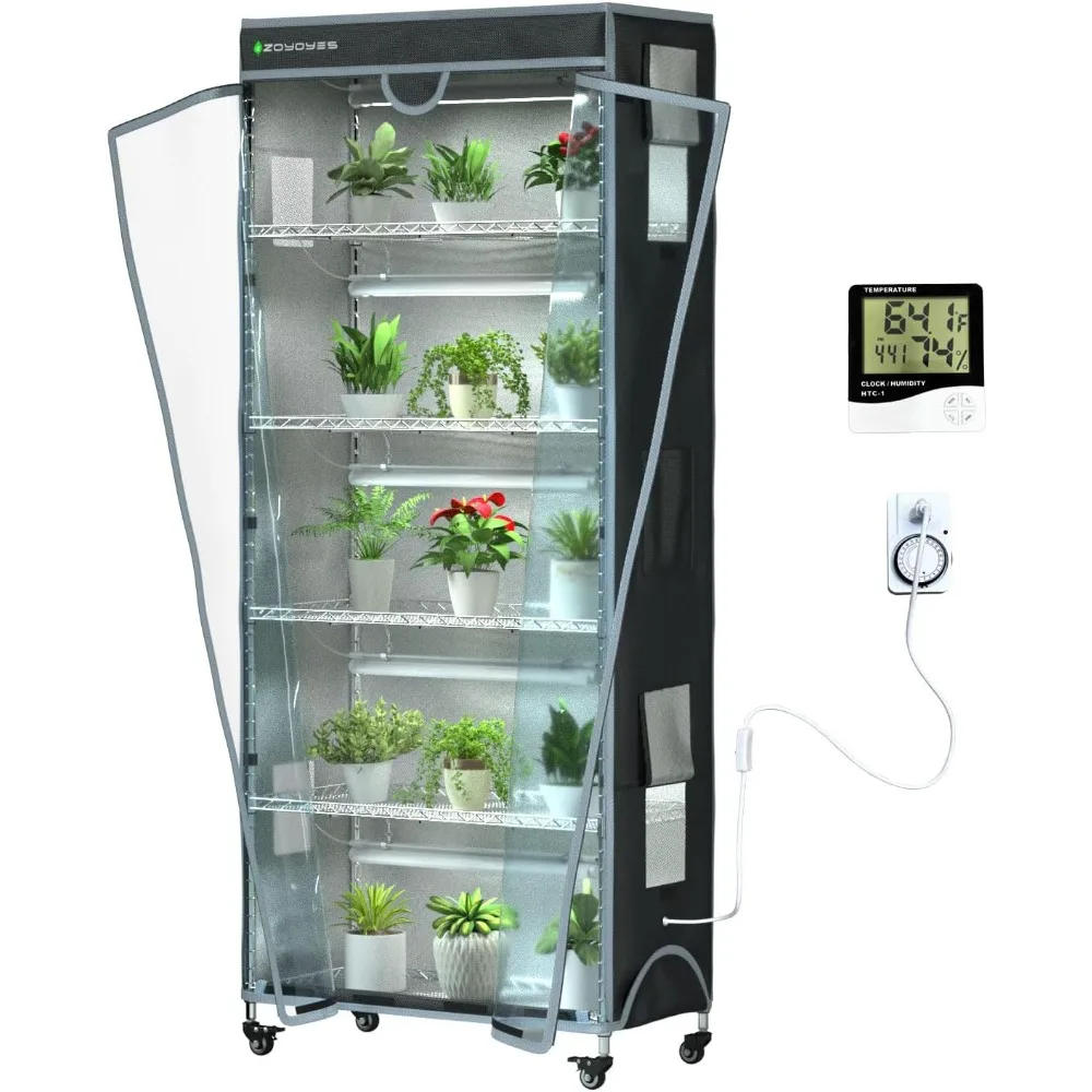6-Shelf Heavy Duty Metal Greenhouse with T8 Grow Lights, Cover, Thermometer, and Timer for Seedling Cultivation
6-Shelf Heavy Duty Metal Greenhouse with T8 Grow Lights, Cover, Thermometer, and Timer for Seedling Cultivation