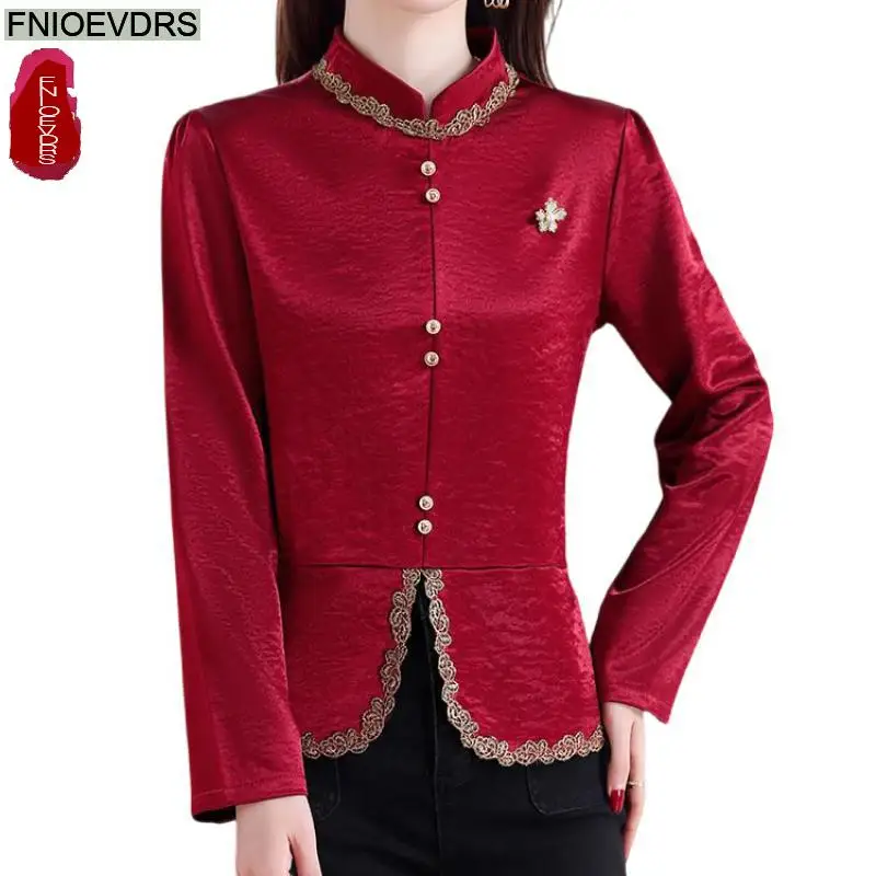 Retro Vintage Ruffles Lace Red Tops 2025 Spring New Design Women Slim Waist Long Sleeve Button Peplum Top Basic Shirts Blouses
Retro Vintage Ruffles Lace Red Tops 2025 Spring New Design Women Slim Waist Long Sleeve Button Peplum Top Basic Shirts Blouses