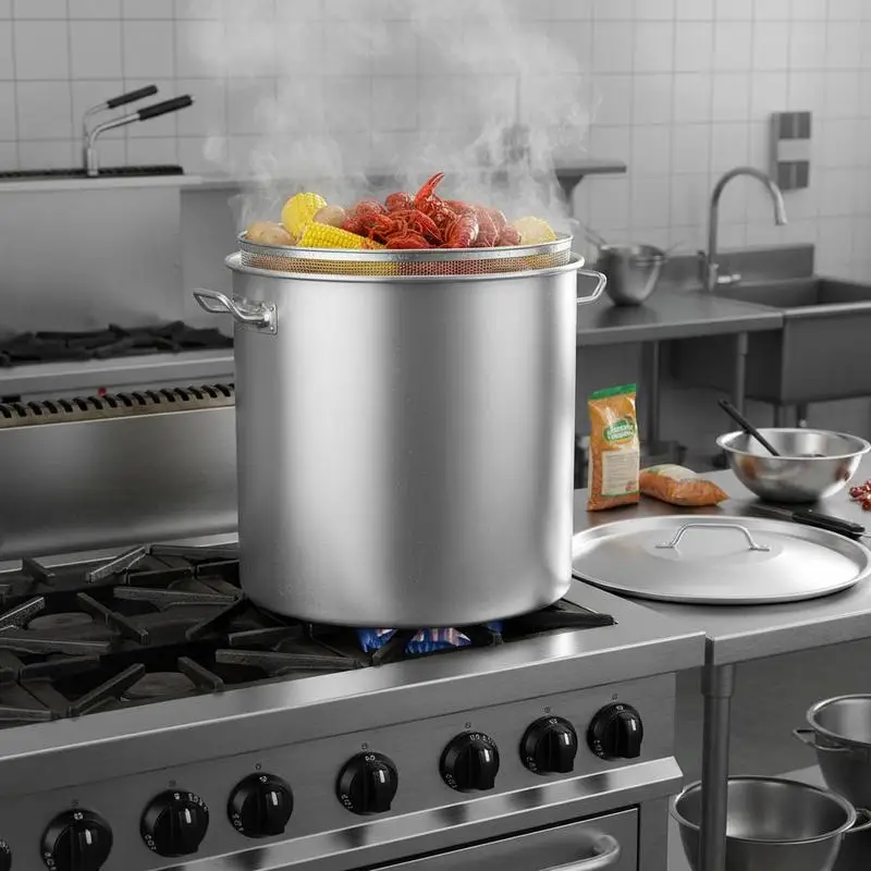Large Cooking Vessel 84 Quart For Outdoor Feasts Group Gatherings Commercial Kitchens, Strainer Basket Included Lid Handle Heavy Duty Professional Grade Sanding Treatment Silver
Large Cooking Vessel 84 Quart For Outdoor Feasts Group Gatherings Commercial Kitchens, Strainer Basket Included Lid Handle Heavy Duty Professional Grade Sanding Treatment Silver