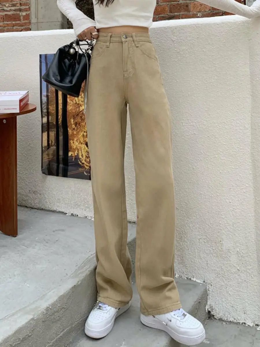 Свободные широкие прямые джинсы, женские весенне-осенние длинные брюки цвета хаки с высокой талией, большие размеры, брюки длиной до пола
Свободные широкие прямые джинсы, женские весенне-осенние длинные брюки цвета хаки с высокой талией, большие размеры, брюки длиной до пола