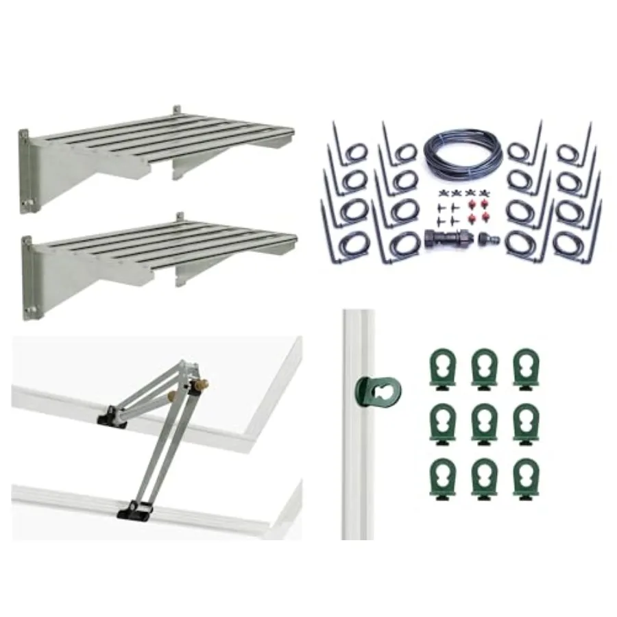 Greenhouse accessories bundle for gardening: heavy-duty aluminum shelves drip irrigation lines automatic vent opener for temper
Greenhouse accessories bundle for gardening: heavy-duty aluminum shelves drip irrigation lines automatic vent opener for temper