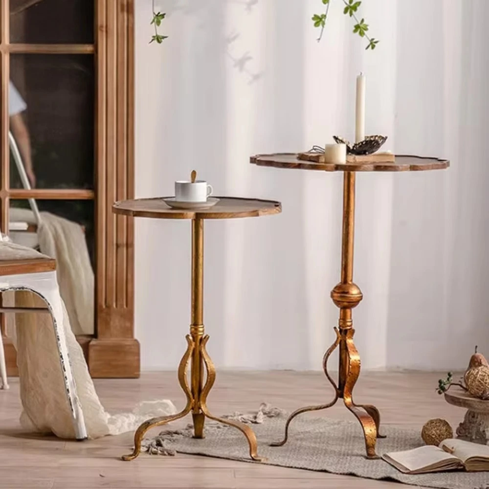 Retro gold metal wooden side table living room home retro wooden top coffee decoration
Retro gold metal wooden side table living room home retro wooden top coffee decoration