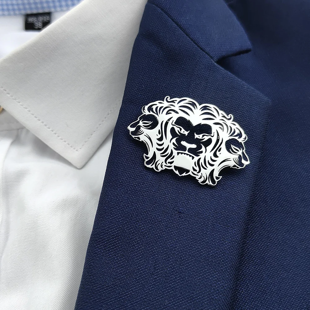 New three-headed lion brooch lapel pin, fashionable stainless steel brooch, retro style suit accessories,suitable for party wear
New three-headed lion brooch lapel pin, fashionable stainless steel brooch, retro style suit accessories,suitable for party wear