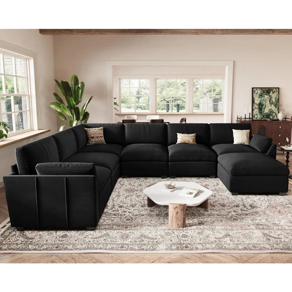 Oversized Sectional Couch,137.8" 7-Seater U Shaped Modular Sectional Sofa with Ottoman,Convertible Velvet Couches for Living Ro
Oversized Sectional Couch,137.8" 7-Seater U Shaped Modular Sectional Sofa with Ottoman,Convertible Velvet Couches for Living Ro