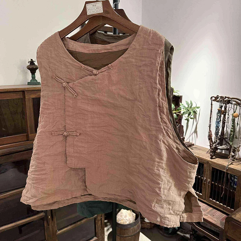100% Linen Women Casual Vest Coats New 2026 Spring Chinese Style Vintage O-neck Solid Color Female Sleeveless Jackets M2321
100% Linen Women Casual Vest Coats New 2026 Spring Chinese Style Vintage O-neck Solid Color Female Sleeveless Jackets M2321