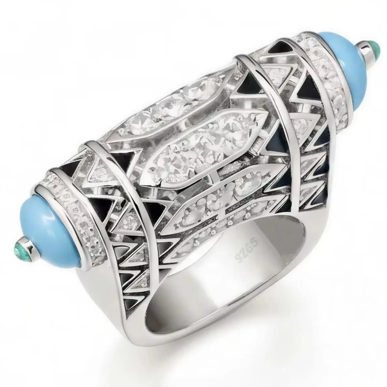 Art Deco Artificial Turquoise Statement Ring Vintage Women's Enamel 925 Sterling Silver Cocktail Fine Jewelry Anniversary Gifts
Art Deco Artificial Turquoise Statement Ring Vintage Women's Enamel 925 Sterling Silver Cocktail Fine Jewelry Anniversary Gifts