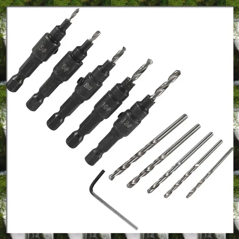 The New 5-Piece Set Of 3/8-Inch Quick-Change 82° Chamfer Adjustable Drill Bits,HSS Wood Drill Bits Sink Hole Drilling Tool Kit
The New 5-Piece Set Of 3/8-Inch Quick-Change 82° Chamfer Adjustable Drill Bits,HSS Wood Drill Bits Sink Hole Drilling Tool Kit