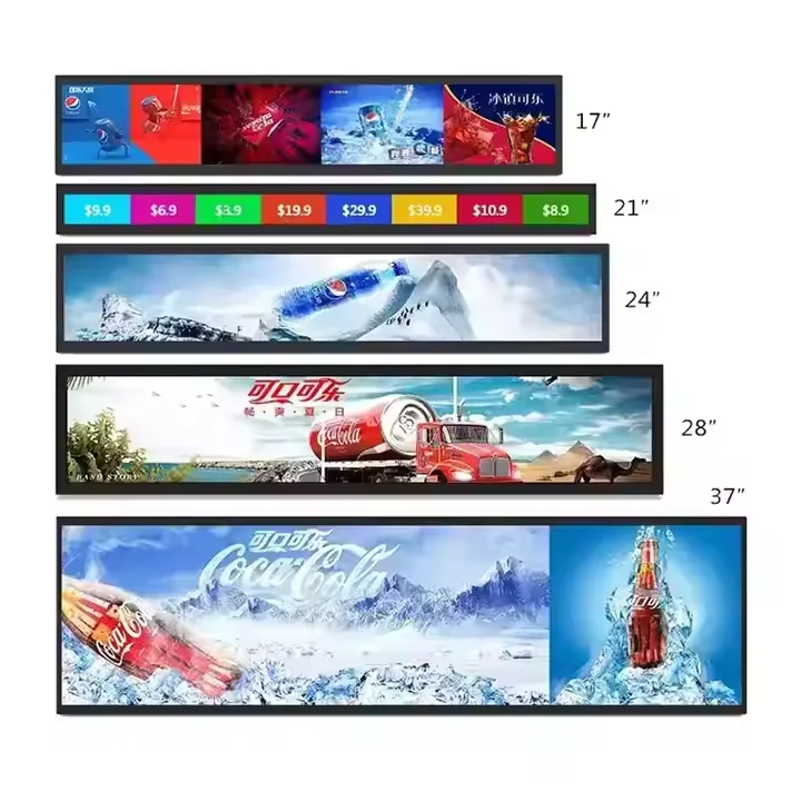 Ultra Wide Bar Android Touch Screen Stretch Bar LCD Indoor and Outdoor Advertising Digital Signage
Ultra Wide Bar Android Touch Screen Stretch Bar LCD Indoor and Outdoor Advertising Digital Signage