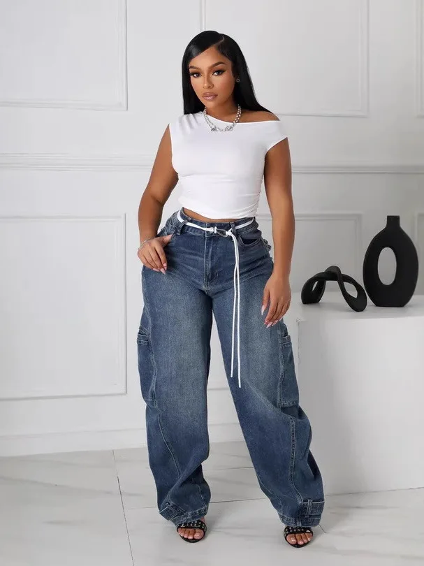 Loose Wide Leg Harem Jeans for Women High Waist Polyester Fabric No Brand Registered Trademark Spring Blue Color Casual Style
Loose Wide Leg Harem Jeans for Women High Waist Polyester Fabric No Brand Registered Trademark Spring Blue Color Casual Style