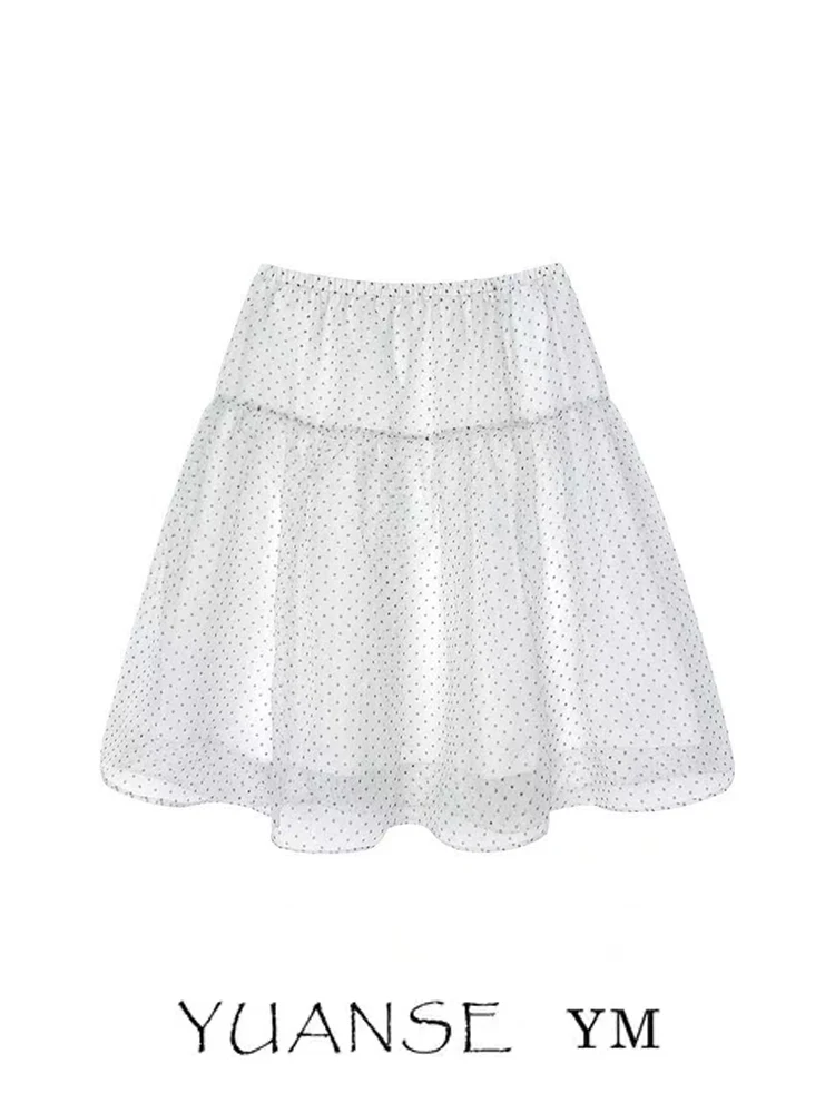 YUANSE White Polka Dot Mesh A-Line Skirt Women Summer Art Student Personality Slimming Skirt Elegant Umbrella Skirt
YUANSE White Polka Dot Mesh A-Line Skirt Women Summer Art Student Personality Slimming Skirt Elegant Umbrella Skirt
