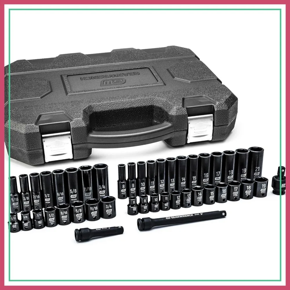 44 Pc 3/8 Drive 6 Point Standard & Deep Impact SAE Metric Socket Set
44 Pc 3/8 Drive 6 Point Standard & Deep Impact SAE Metric Socket Set