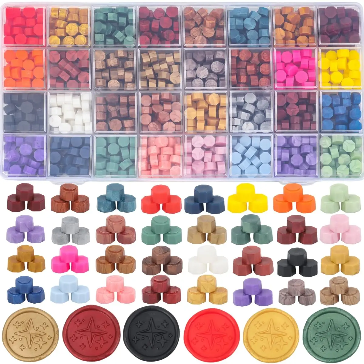 832 Pcs Metallic Wax Seal Beads, Octagon Sealing Wax Pellets for Letter Stamps, 32 Colors
832 Pcs Metallic Wax Seal Beads, Octagon Sealing Wax Pellets for Letter Stamps, 32 Colors