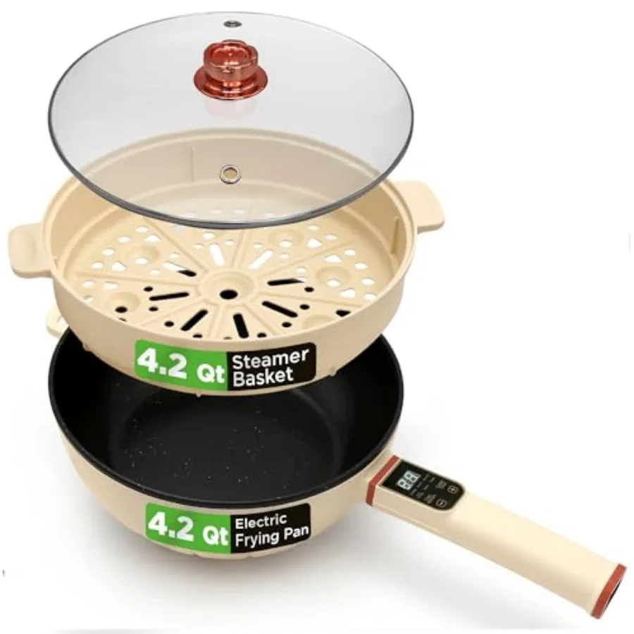 2 In 1 Electric Frying Pan and Steamer 8 Quarts Portable Non-Stick Skillet for Cooking Durable Heat Safe Handle Touch Control P
2 In 1 Electric Frying Pan and Steamer 8 Quarts Portable Non-Stick Skillet for Cooking Durable Heat Safe Handle Touch Control P