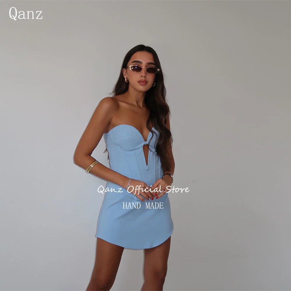 Qanz Modern Satin Prom Dresses Mini Sky Blue Corset Back Birthday Dress Sweetheart Vestidos Para Eventos Especiales Customized
Qanz Modern Satin Prom Dresses Mini Sky Blue Corset Back Birthday Dress Sweetheart Vestidos Para Eventos Especiales Customized