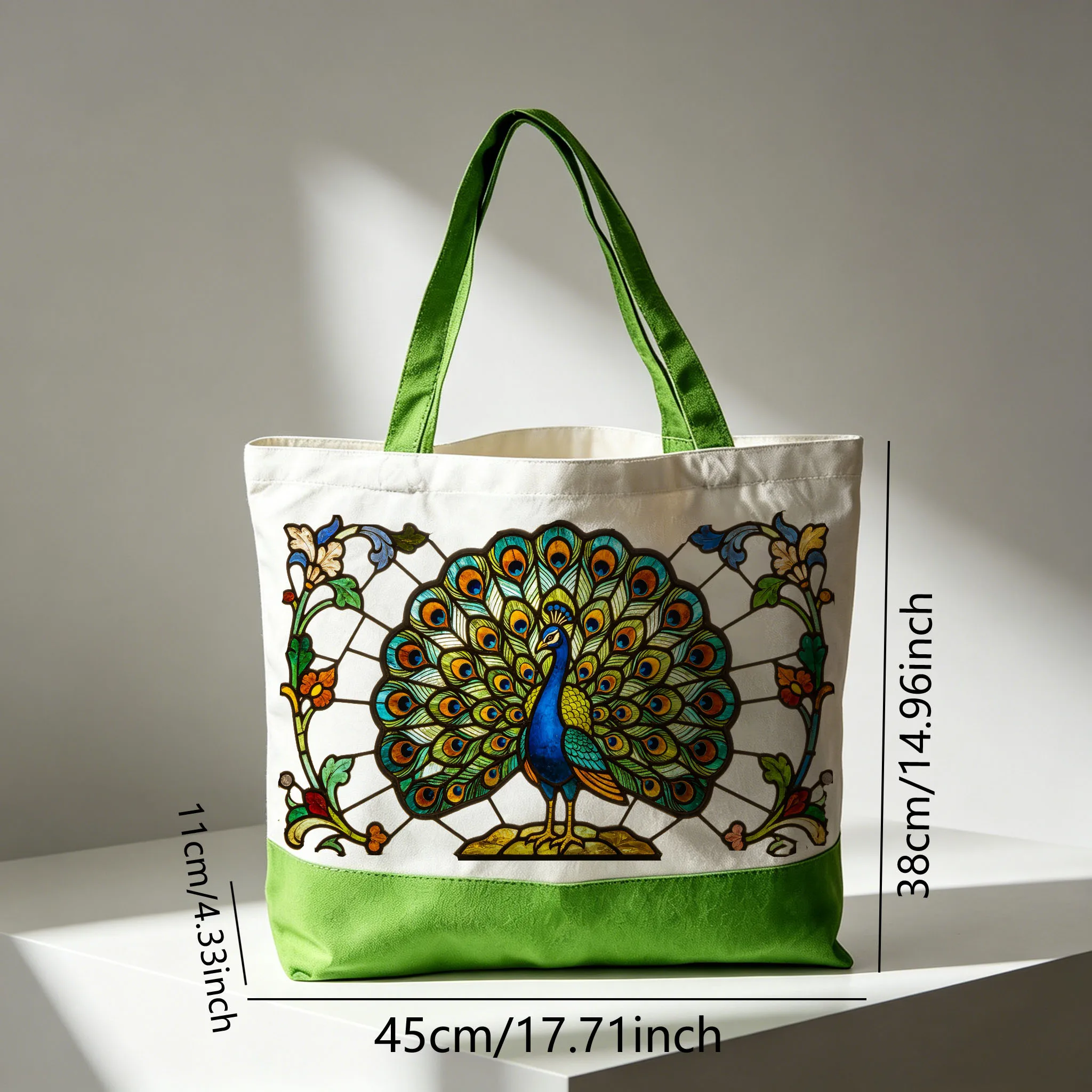 1PC Bag - Stained Glass Peacock Design Canvas Tote, Color-Blocked Shoulder Bag, Large Capacity 2D Pattern Shopping Grocery Eco-F
1PC Bag - Stained Glass Peacock Design Canvas Tote, Color-Blocked Shoulder Bag, Large Capacity 2D Pattern Shopping Grocery Eco-F