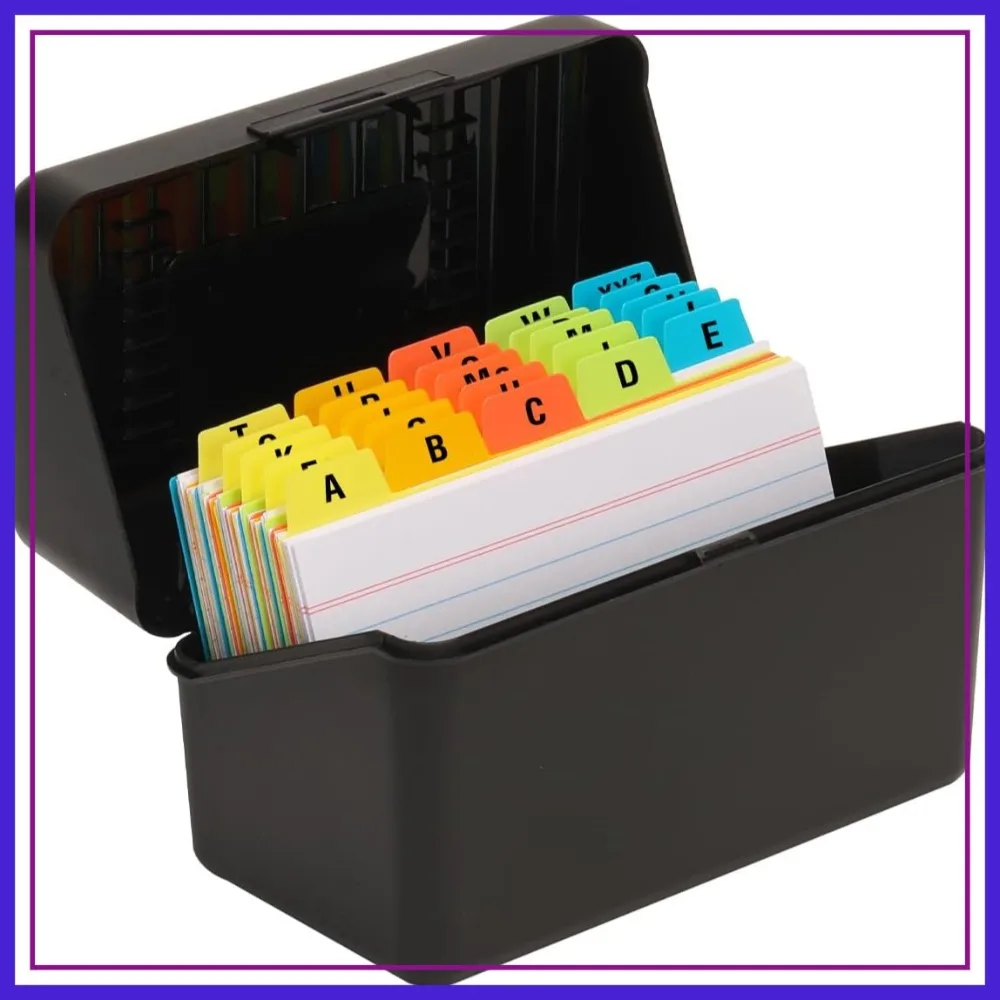 3x5 Index Card Holder with 100 Heavyweight Ruled Cards and 25 Dividers, Black
3x5 Index Card Holder with 100 Heavyweight Ruled Cards and 25 Dividers, Black