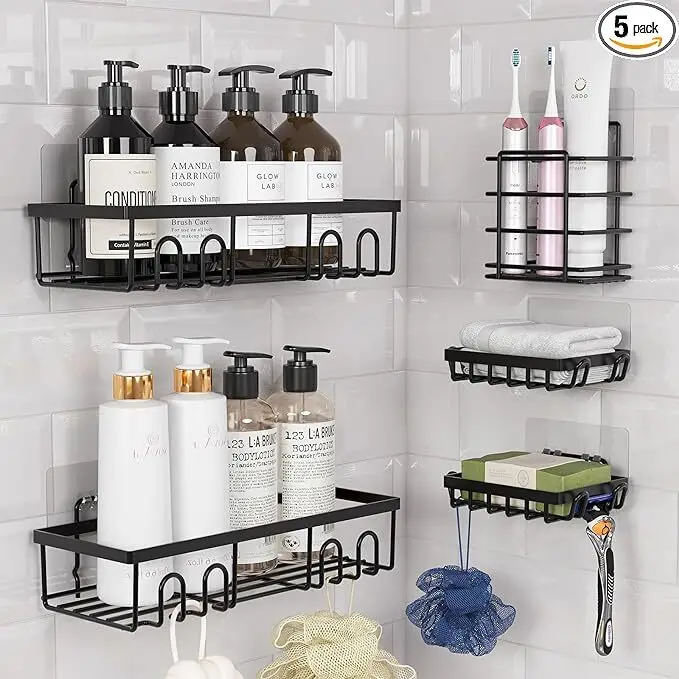 5 Pack Adhesive Shower Caddy Bathroom Organizer Waterproof Storage Rack for Shower Kitchen Wall Mount Suction Free Soap
5 Pack Adhesive Shower Caddy Bathroom Organizer Waterproof Storage Rack for Shower Kitchen Wall Mount Suction Free Soap