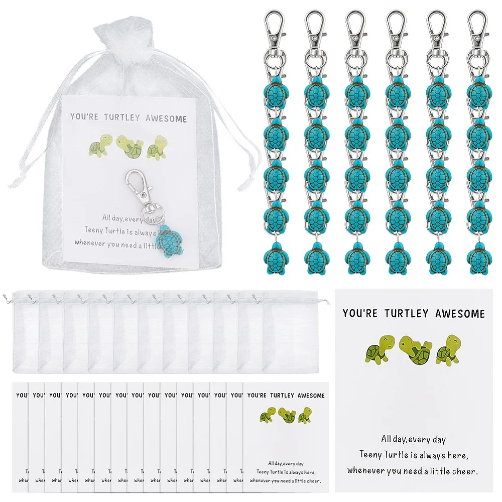 50Pcs Sea Turtle Howlite Pendant Decorations with Alloy Swivel Lobster Claw Clasps and Organza Bags Platinum 53mm
50Pcs Sea Turtle Howlite Pendant Decorations with Alloy Swivel Lobster Claw Clasps and Organza Bags Platinum 53mm