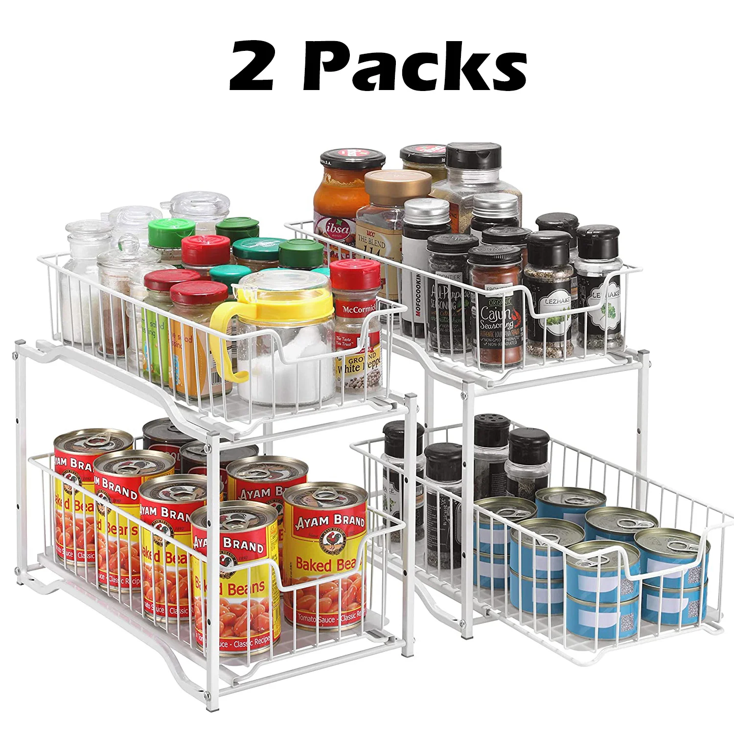 Set of 2 Stackable 2-Tier Under Sink Cabinet Organizer with Sliding Storage Drawer, Pull Out Cabinets Organizer Shelf Baskets, for Kitchen, Pantry, Under The Sink, Cabinet, Bathroom, White for Business
Set of 2 Stackable 2-Tier Under Sink Cabinet Organizer with Sliding Storage Drawer, Pull Out Cabinets Organizer Shelf Baskets, for Kitchen, Pantry, Under The Sink, Cabinet, Bathroom, White for Business