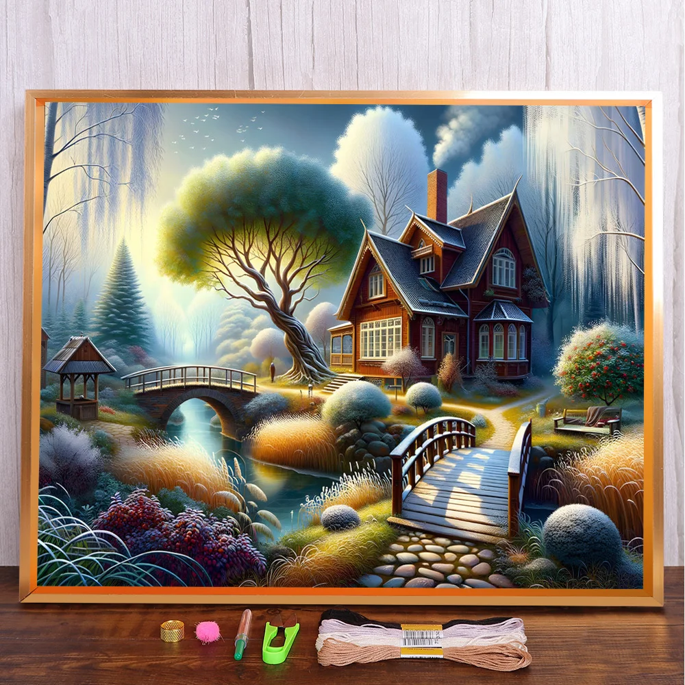 Landscape House By River Printed Cross-Stitch Embroidery Kit DMC Threads Handmade Hobby Sewing Knitting Magic Package Wholesale
Landscape House By River Printed Cross-Stitch Embroidery Kit DMC Threads Handmade Hobby Sewing Knitting Magic Package Wholesale