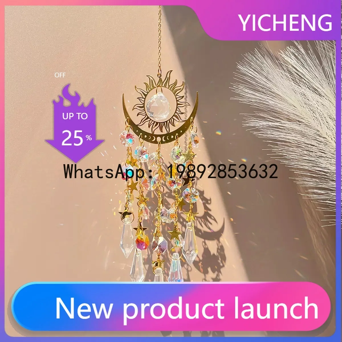 FL Golden Flame Moon Crystal Pendant Wind Chimes Sun Catcher Outdoor Garden Hanging Decoration
FL Golden Flame Moon Crystal Pendant Wind Chimes Sun Catcher Outdoor Garden Hanging Decoration