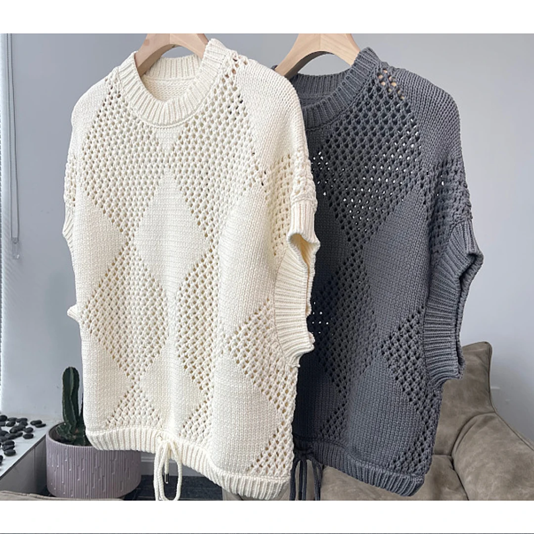 Women's Hollow Diamond Crochet Drawstring Top, Cotton Knit Blouse, Short Sweater
Women's Hollow Diamond Crochet Drawstring Top, Cotton Knit Blouse, Short Sweater