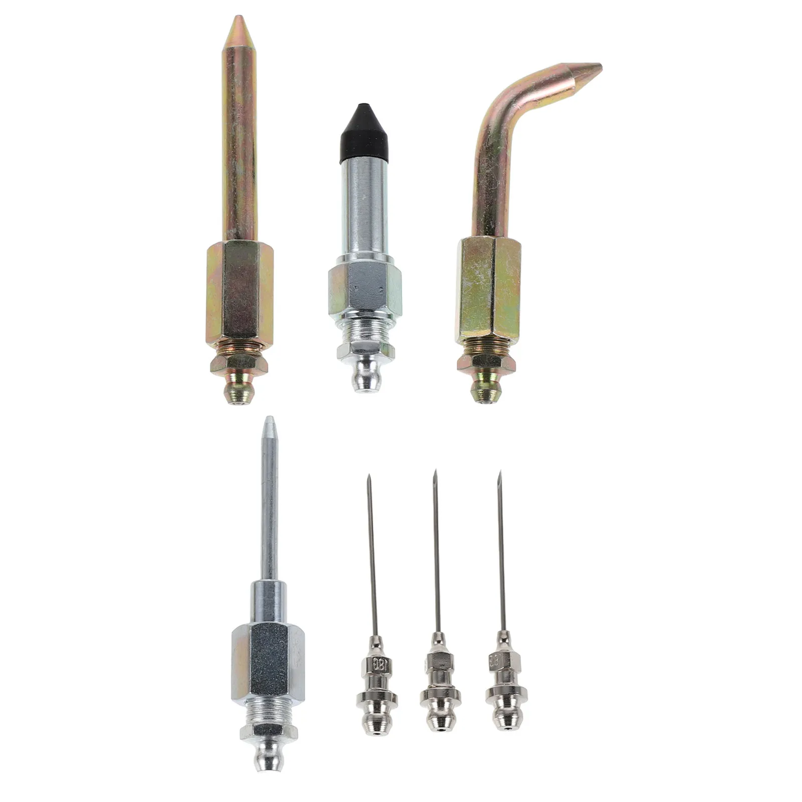 7Pcs Grease Gun Needle Tip Adapter Metal Nozzle Set Threaded Fitting for High Pressure Lubrication in Confined Spaces Machinery
7Pcs Grease Gun Needle Tip Adapter Metal Nozzle Set Threaded Fitting for High Pressure Lubrication in Confined Spaces Machinery