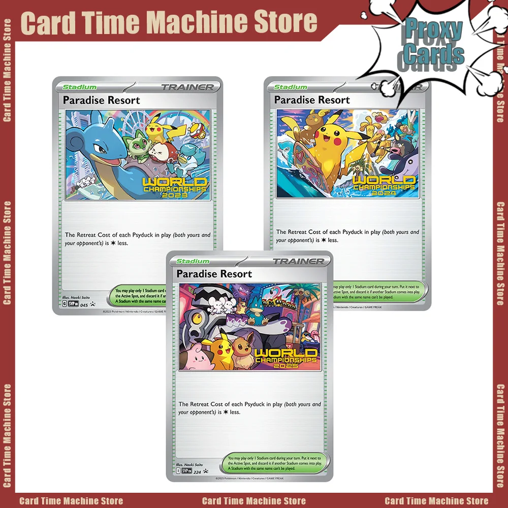 Карты покемонов Proxy PKM Trainer Promos Paradise Resort 2023/2024/2025 Pikacu Eevee World Champion PTCG Collect Battle Card Gifts
Карты покемонов Proxy PKM Trainer Promos Paradise Resort 2023/2024/2025 Pikacu Eevee World Champion PTCG Collect Battle Card Gifts