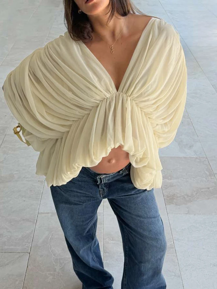 Kliou Ruched Elegant T-Shirts Woman Summer Trend V-Neck Half Sleeve Navel Exposed Ruffles Hem High Street Oversize Style Tees
Kliou Ruched Elegant T-Shirts Woman Summer Trend V-Neck Half Sleeve Navel Exposed Ruffles Hem High Street Oversize Style Tees