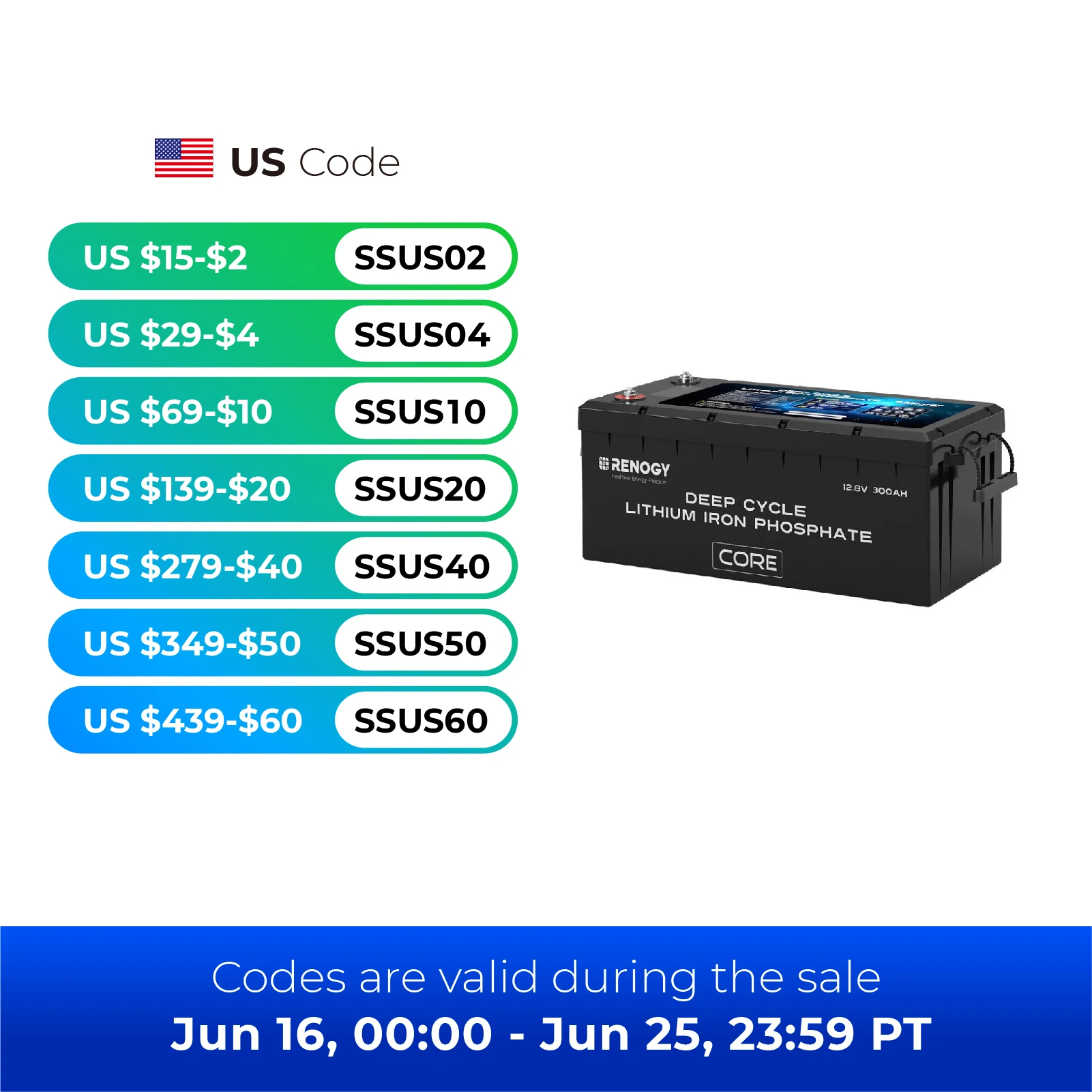 Renogy 12V 300Ah Self heating Lithium LiFePO4 Deep Cycle Battery, 5000+Deep Cycles, 200A BMS,Backup Power for Trolling motor, Ca
Renogy 12V 300Ah Self heating Lithium LiFePO4 Deep Cycle Battery, 5000+Deep Cycles, 200A BMS,Backup Power for Trolling motor, Ca