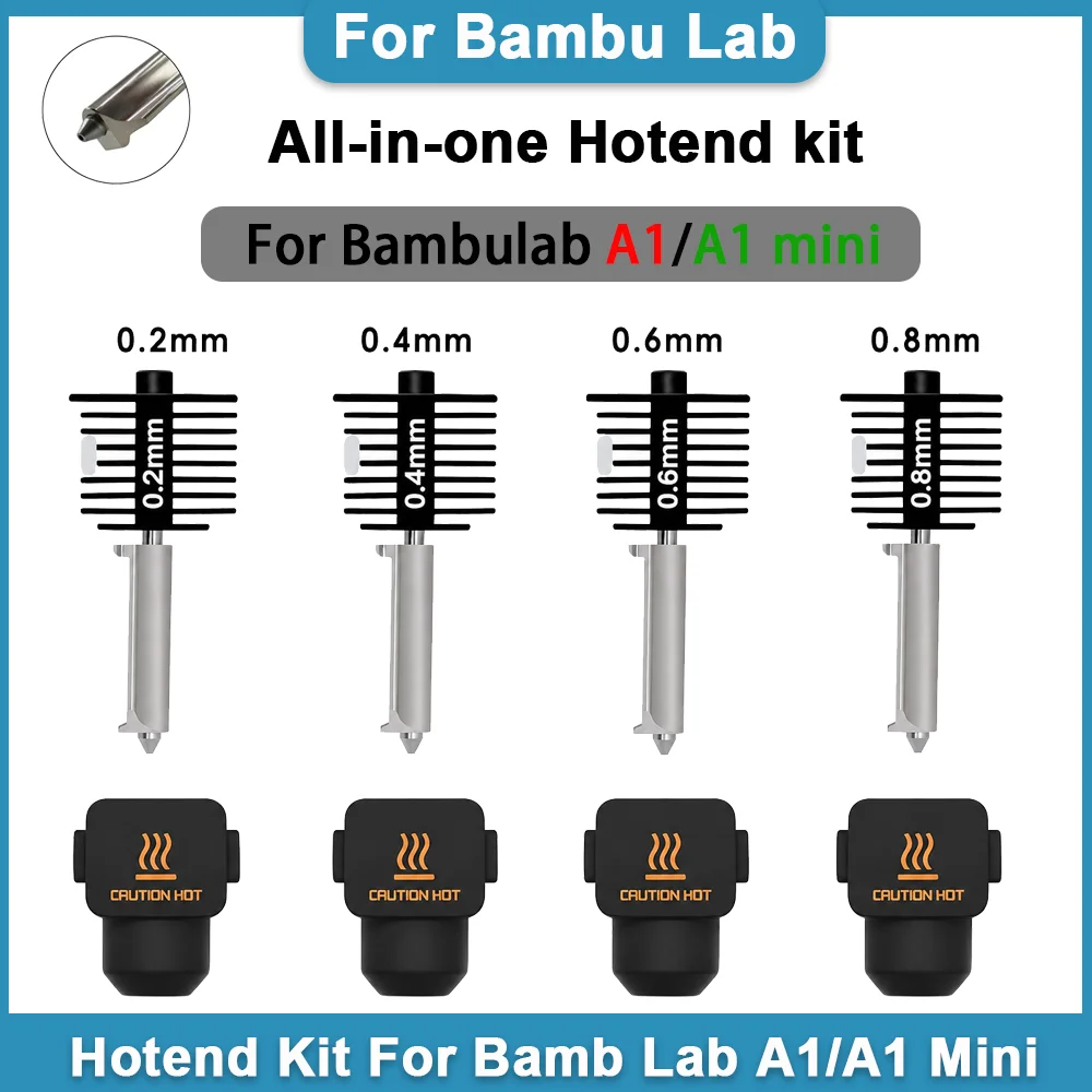 For Bambu Lab A1 Mini All-in-One Hotend Kit Hardened Steel Nozzle 0.2/0.4/0.6/0.8mm For Bambu Lab A1 3D Printer Accessory
For Bambu Lab A1 Mini All-in-One Hotend Kit Hardened Steel Nozzle 0.2/0.4/0.6/0.8mm For Bambu Lab A1 3D Printer Accessory