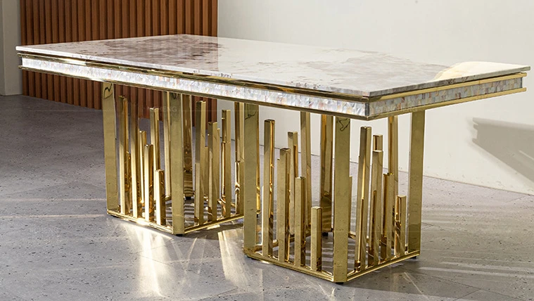 Marble dining table Home dining room furniture High-end dining table Stainless steel
Marble dining table Home dining room furniture High-end dining table Stainless steel