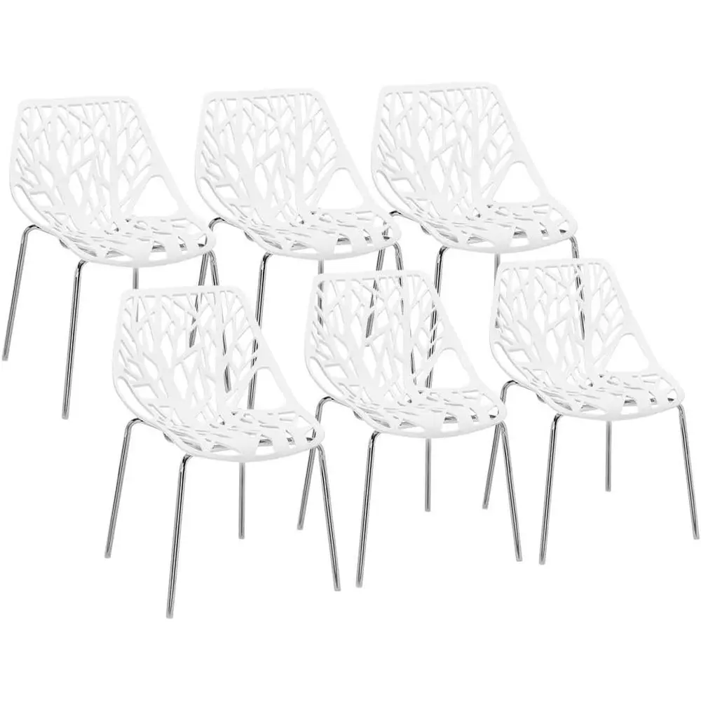 Plastic Stackable Birch Dining Chairs Set, 6 White Chairs for Living Room/Kitchen/Office
Plastic Stackable Birch Dining Chairs Set, 6 White Chairs for Living Room/Kitchen/Office