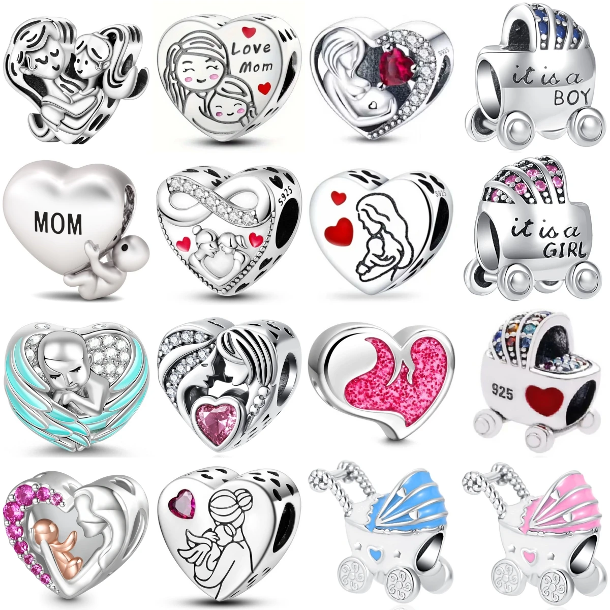 925 Sterling Silver Baby Shower Charms Boy Girl Stroller Pregnant Mom Heart Infant Pendant Jewelry Gift
925 Sterling Silver Baby Shower Charms Boy Girl Stroller Pregnant Mom Heart Infant Pendant Jewelry Gift